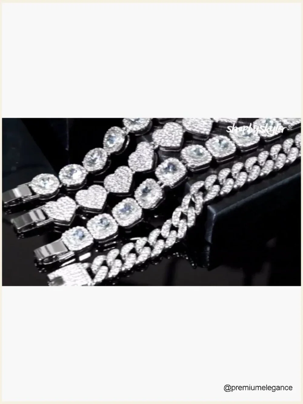 4-Piece Layered Link Bracelet Set with 2000+ Crystals, 8-inch Length - Picture 7 of 7